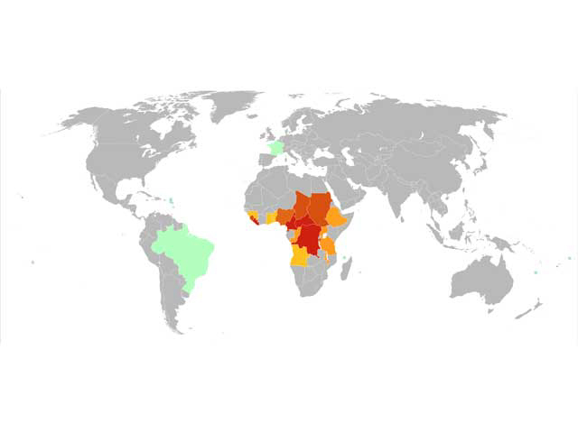 Distribution of onchocerciasis