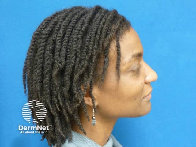 Natural hair twisted in woman of African descent