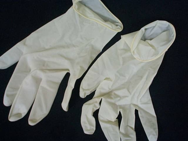 A latex-containing glove