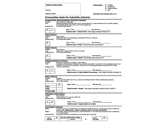 Figure 3 - Provocation tests for inducible urticaria