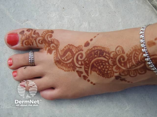 Red henna temporary tattoo